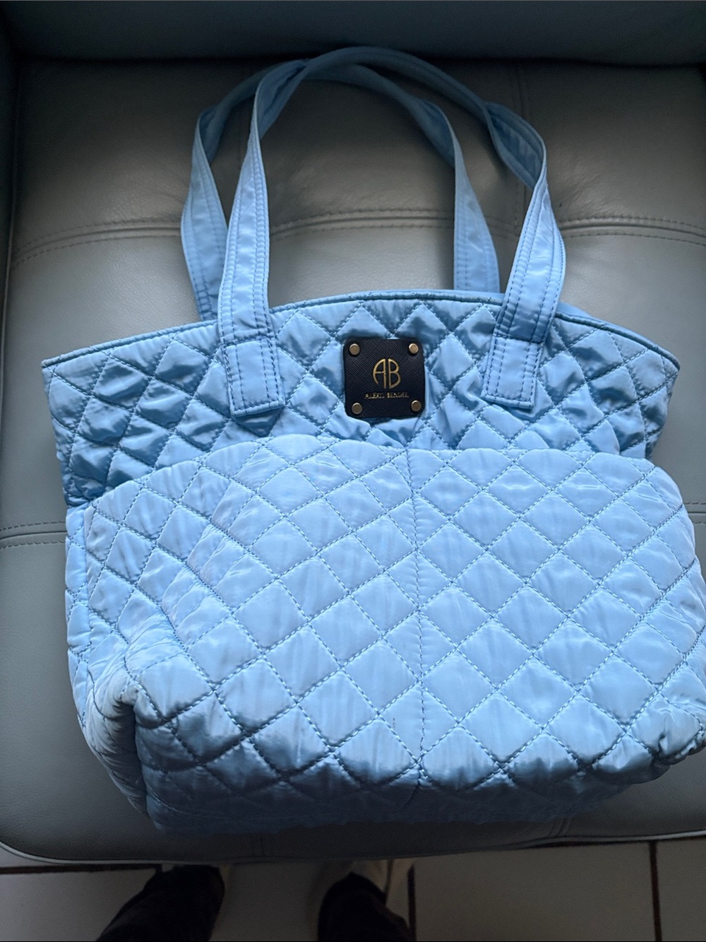 Allen B. By Allen Schwartz Sky Blue Quilted Tote